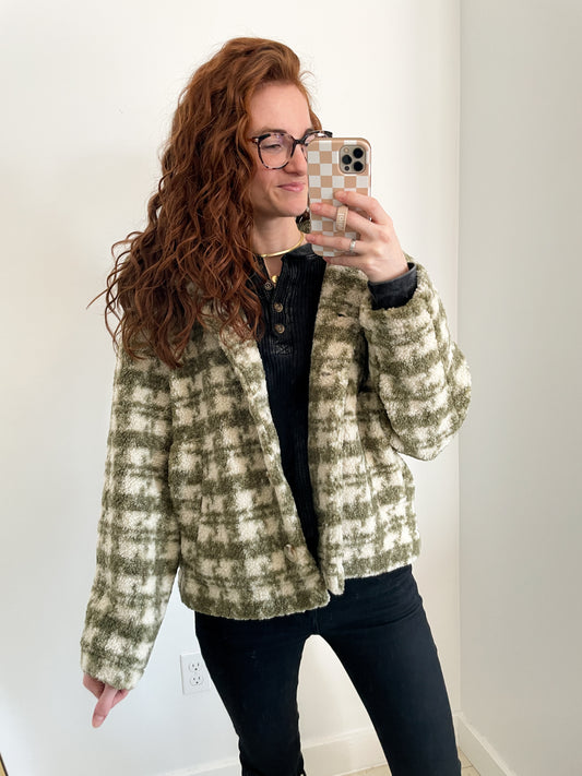 Western White Pine Houndstooth Sherpa Jacket