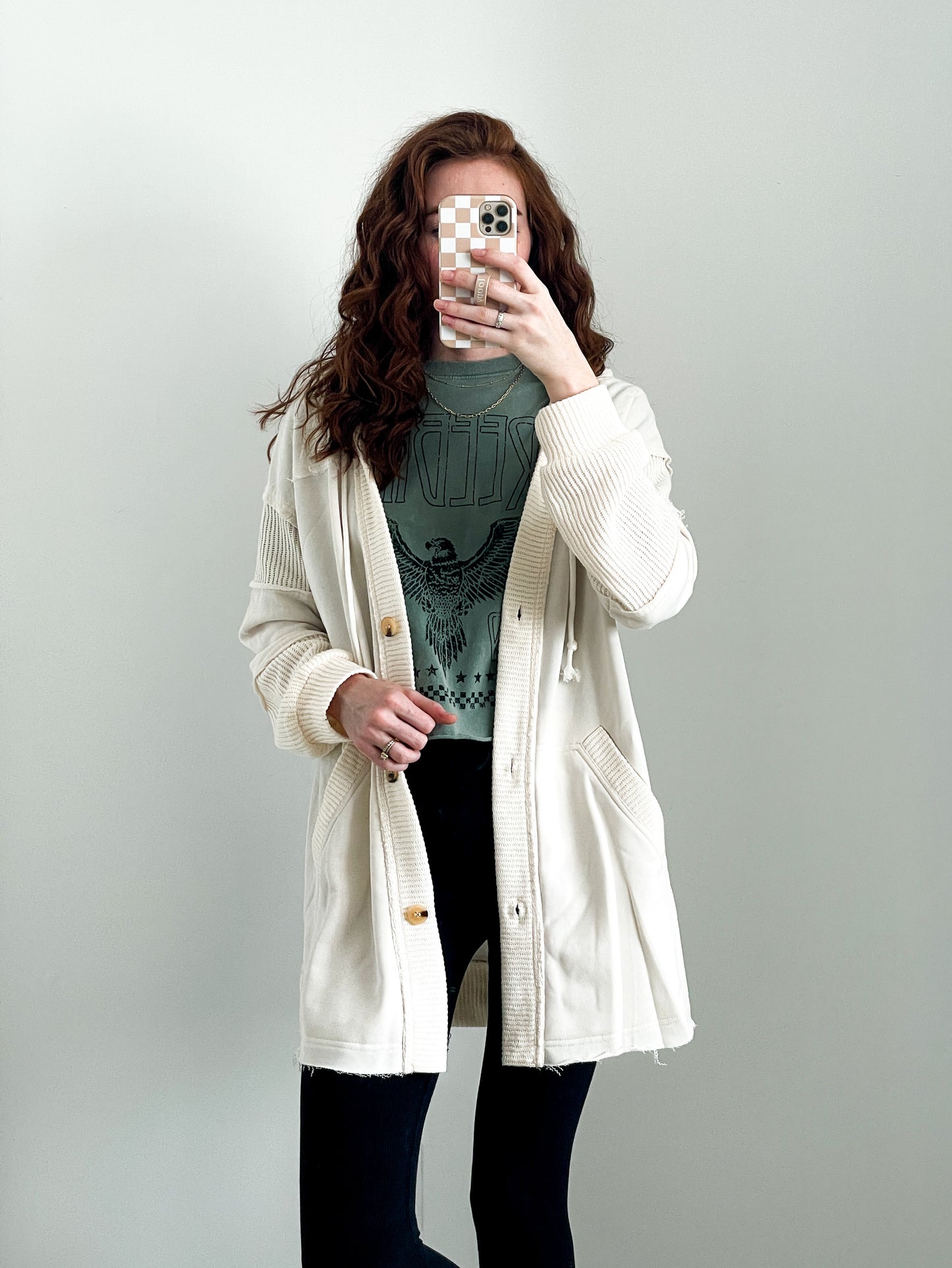 Textured Hooded Cardigan