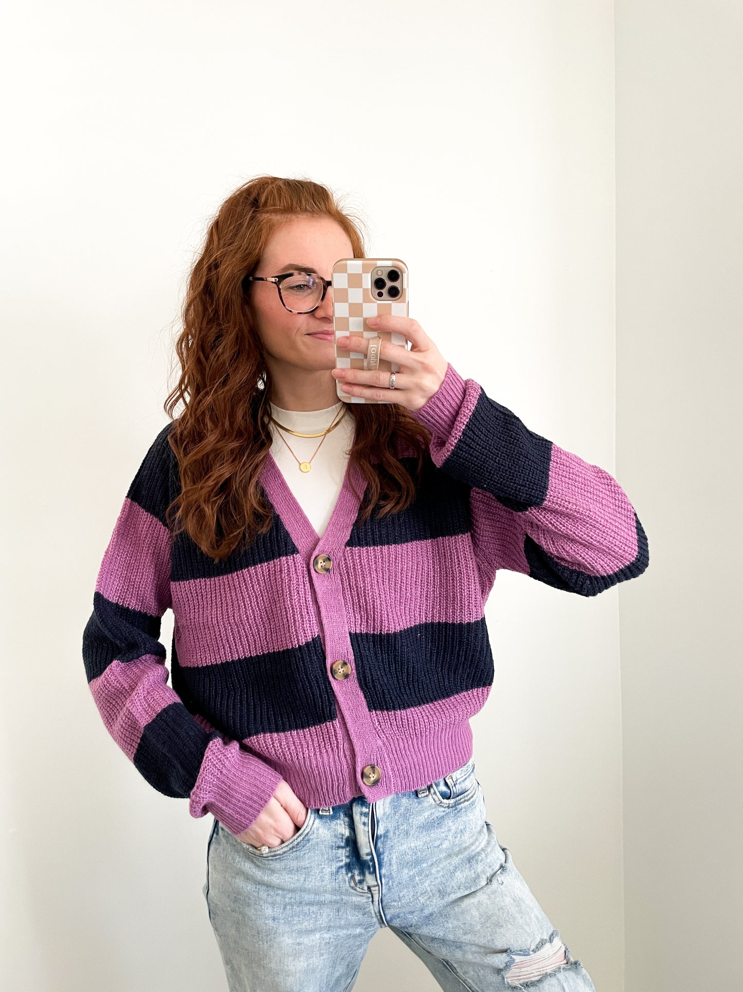 Cambridge Striped Cardigan Sweater