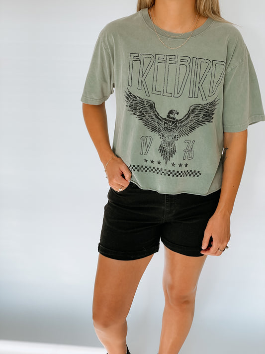 Free Bird 1976 Crop Graphic Tee