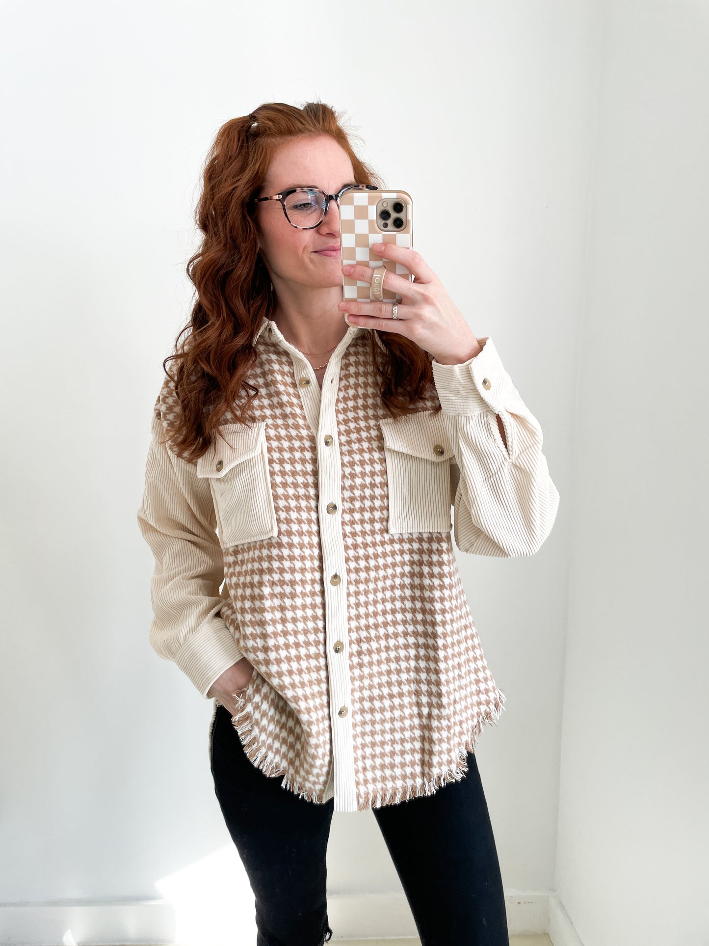 Gingerbread Houndstooth Shacket