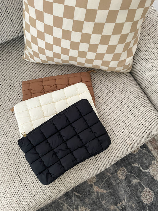 Quilted Zippered Bag | Black