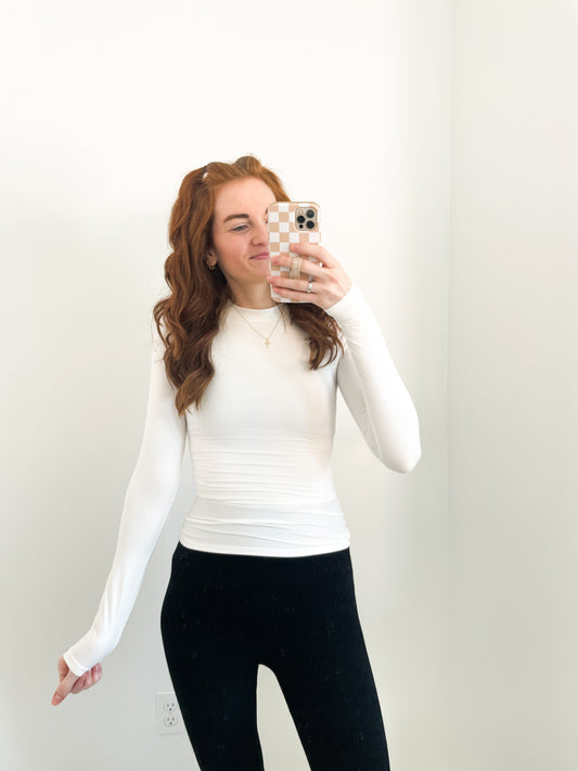 Buttery Activewear Long Sleeve Top | White