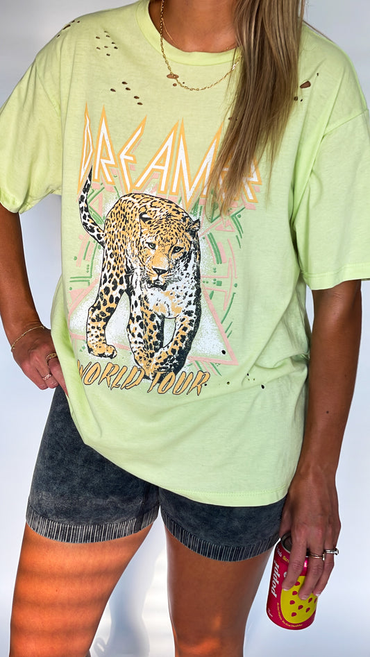 Neon Dreamer Distressed Graphic Tee