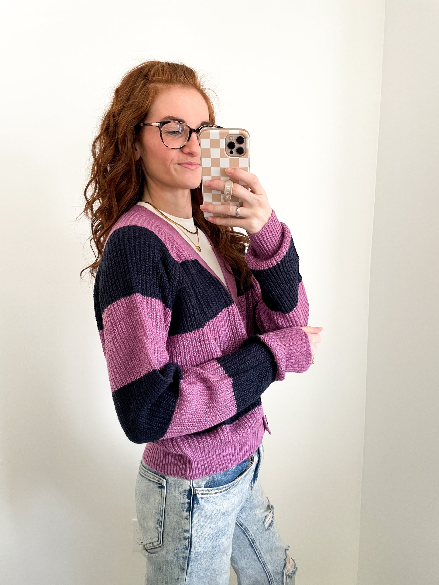 Cambridge Striped Cardigan Sweater