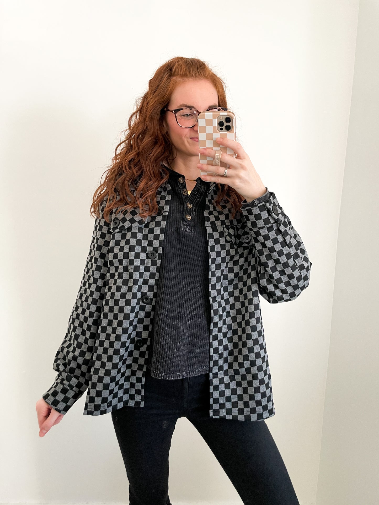 Graphite Checkered Shacket