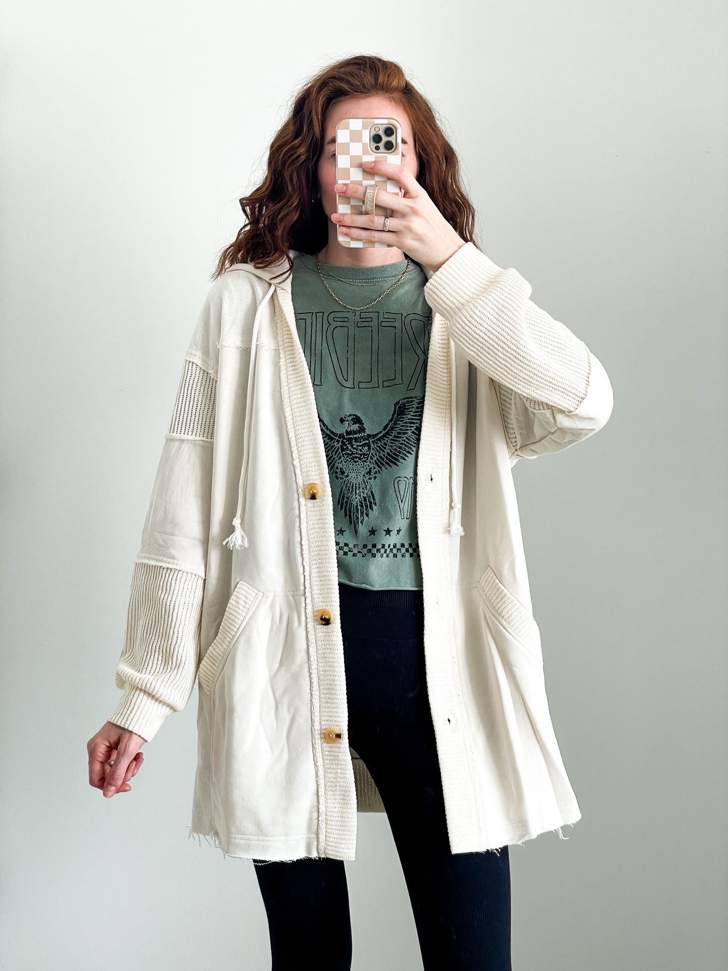 Textured Hooded Cardigan