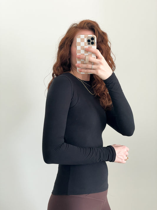 Buttery Activewear Long Sleeve Top | Black