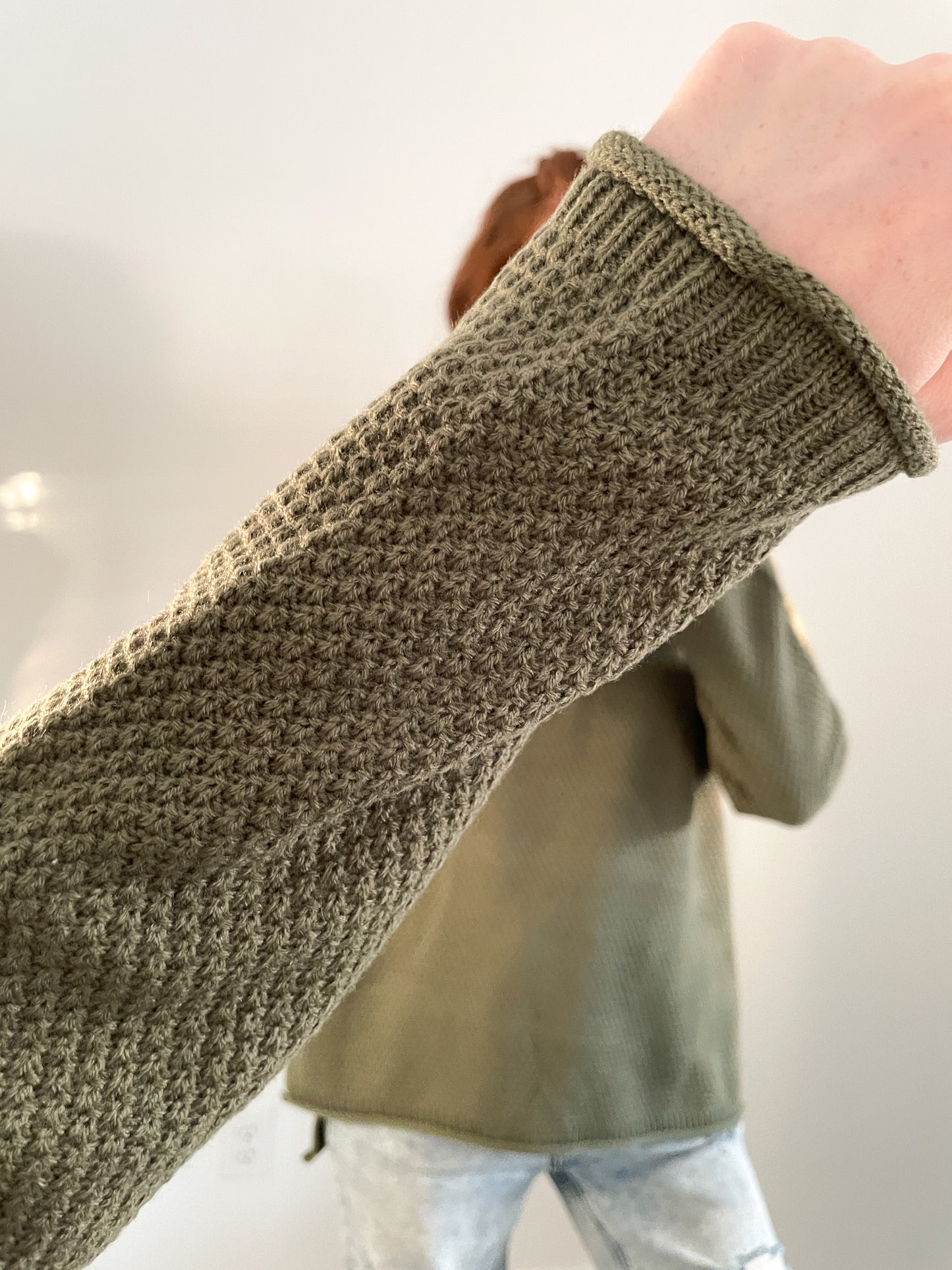 Evergreen Waffle Knit Sweater in Olive