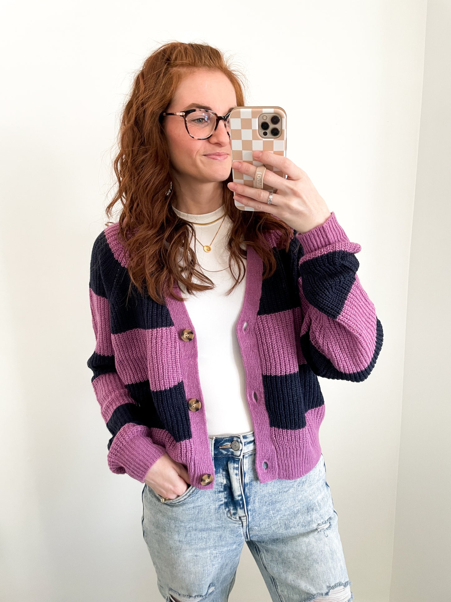 Cambridge Striped Cardigan Sweater