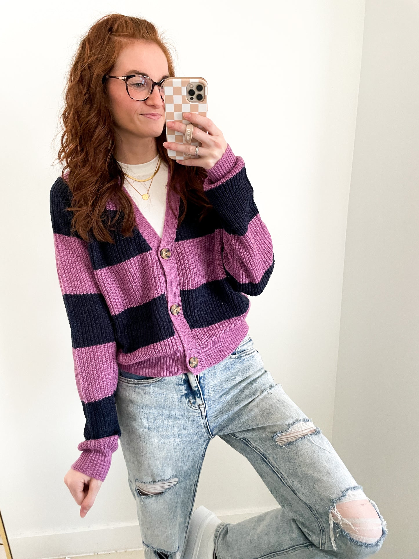 Cambridge Striped Cardigan Sweater