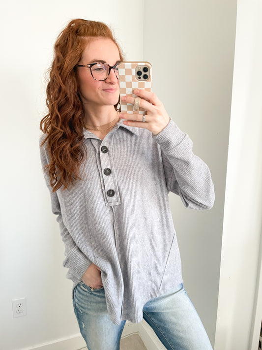 Milk & Cookies Brushed Hacci Pullover | Heather Grey