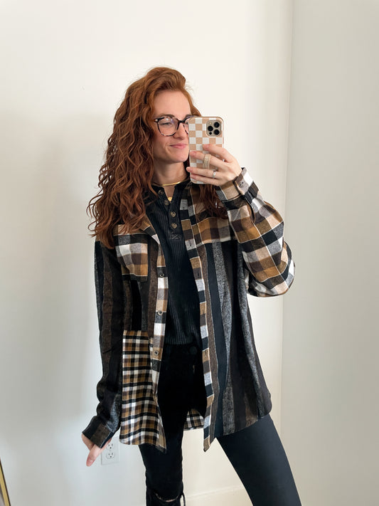 Brown Checkered Flannel Shirt