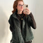 Drop Shoulder Sherpa Vest - Forest Green