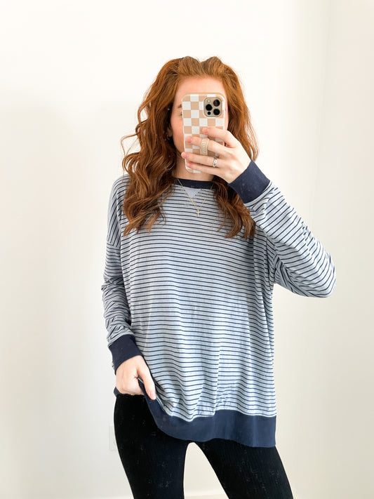 Riley Striped Lightweight Pullover Top