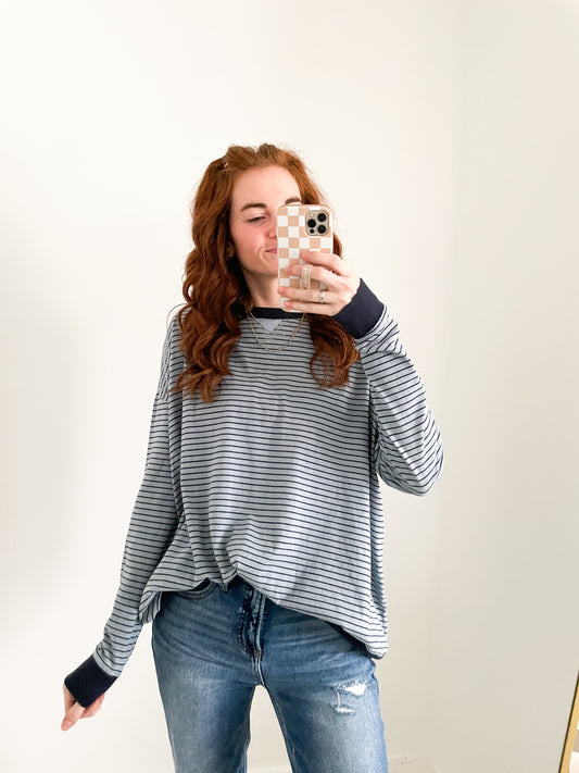 Riley Striped Lightweight Pullover Top