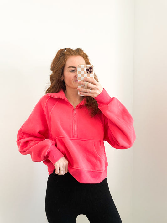 Carley Cropped Pullover - Coral