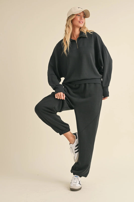 Scuba Oversized Quarter Zip | Black